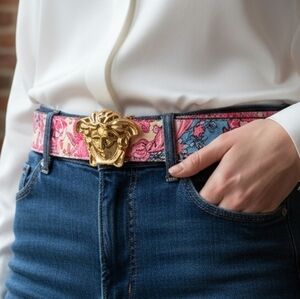 Versace Acid Bouquet Reversible Leather Belt - Unisex